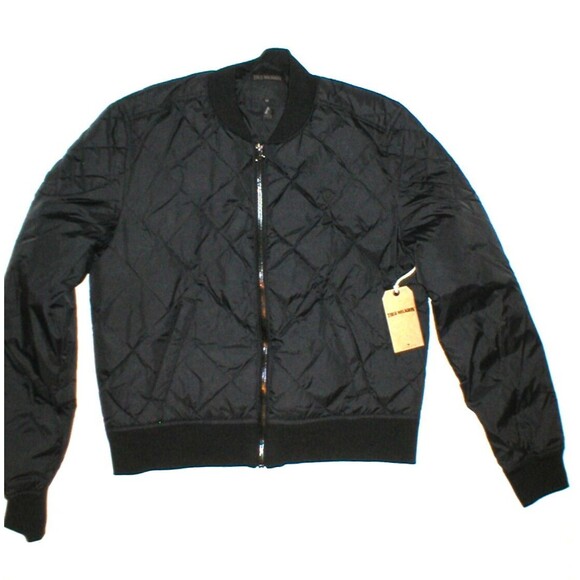 New NWT $298 Womens Puffer Bomber Jacket Designer True Religion Jeans Black XS - Picture 7 of 10